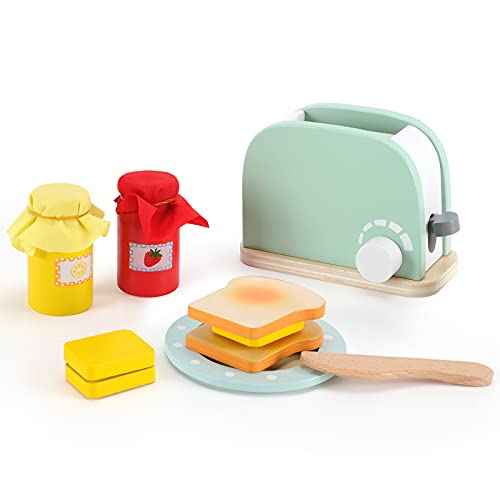 Whoholl Wooden Kitchen Toys, Pop-Up Toaster For Kids Play Kitchen, Bread Maker Toy Kitchen Appliances, Play Kitchen Accessories For Toddlers Early Learning, Pretend Play Food Sets For Girls And Boys #TOP6