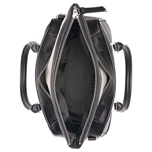 Calvin Klein Malachite Organizational Bag Satchel, Black/Silver Checkerboard Emboss Logo #TOP3