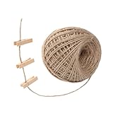 HAMPPLIES 100piezas Mini Clips para Decoración De Pared con Fotos Clips para Fotos De Madera Alfileres para para Notas Mensajes y Postales con Rollo De Cuerda