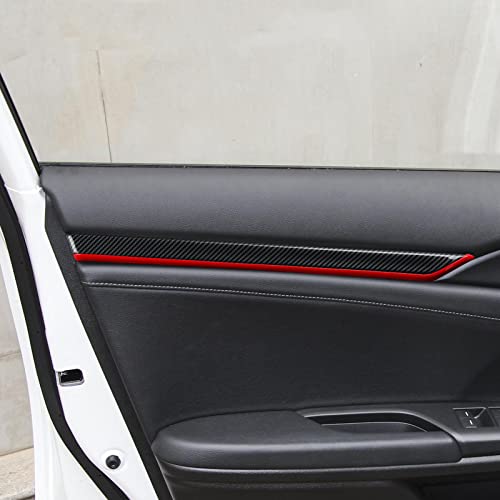 Image of Front /Rear Doors Decor Strips Trim Decals for 2016-2021 Honda Civic 10th Gen Accessories ABS Carbon Fiber Stickers, Except for Sport /Hatchback /Touring