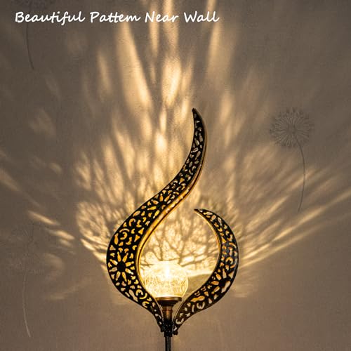 HOMEIMPRO-Outdoor-Garden-Solar-Lights-Stake-Lights-Crackle-Glass-GlobeMetal-Flower-Waterproof-LED-Fairy-Lights-for-PathwayLawnPatio-or-CourtyardGardening-Gift-Bronze