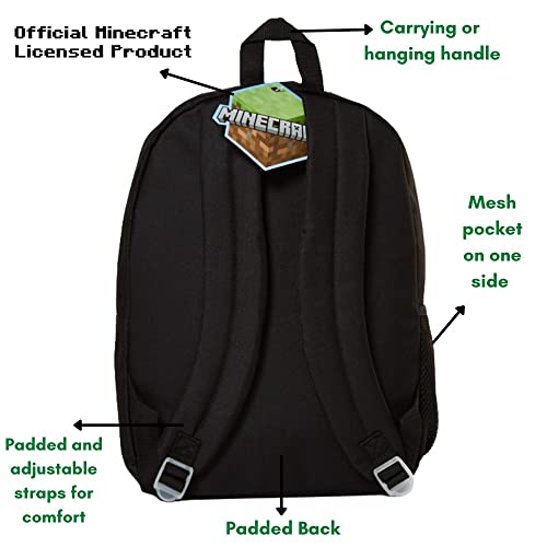 Ralme Minecraft Backpack With Lunch Box Set For Boys & Girls, 16 Inch, Value Bundle #TOP4