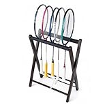 XINQUILIFY Wooden Tennis Racket Storage Rack – Solid Wood Rack Holder, EVA Foam Protection, Large Capacity 10‑Racket Organizer, for Home Gym Club Music Studio (Black)