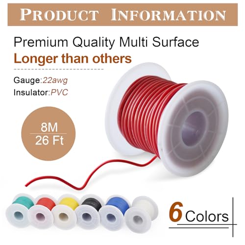 THUN-CT 22 AWG 0.35mm² Electronic Wire Kit 157 Meter In Total (6 Colors 8Meter/26Feet Each) - Image 3
