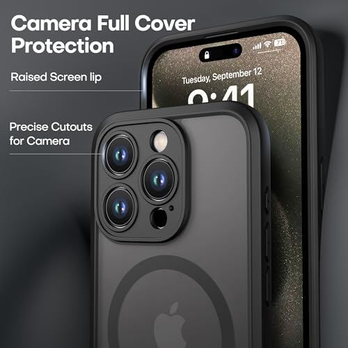 ImpactStrong Magnetic Guard Designed for iPhone 15 Pro Max Case [Camera Protection] [Military Grade Drop Tested] [Compatible with MagSafe] Slim Translucent Matte Phone Case (6.7") - Black by ImpactStrong - Used condition - Image 3