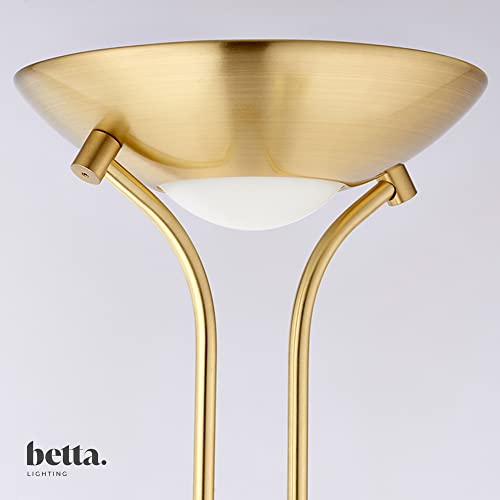 Betta Lighting Mother and Child Uplighter Floor Lamp with Reading Light – Satin Brass with Adjustable Reading lamp - Standing Uplighter for Living Room, Bedroom, Dining Room – G9 33W and R7s 230W - Image 4