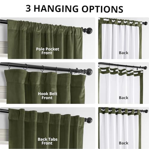 HPD Half Price Drapes Signature Velvet Thermal Blackout Curtains for Living Room 120 Inch Long (1 Panel) Rod Pocket Insulated Blackout Curtains for Bedroom Window Curtains, 50W x 120L, Hunter Green