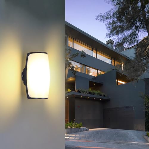 Lámpara LED de Pared Moderna para Porche Exterior, Color Negro Mate, IP65, Resistente al Agua, para Garaje, Pasarela, Patio y jardín.