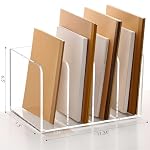 SANRUI Acrylic Desk Magazine File Holder, Clear,4 Vertical Compartments - Image 2