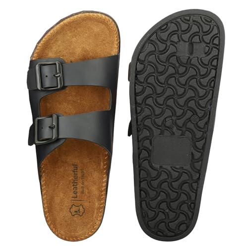 Image of Leatherful Men's premium leather slipper | Genuine Leather upper | Suede Leather Insole | PU sole | Stylish flip flop for men |