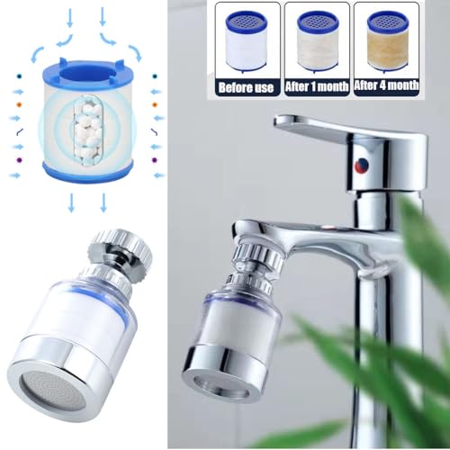 Kalkfilter Wasserhahn,360° Filter Küche,Transparenter-Wasserhahnfilter Wasserhahn Aufsatz,Wasserfilter Wasserhahn Ersatzfilter für Badezimmer Küche Trinkwasser