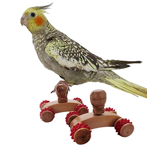1 par de juguetes de madera para loro, para aprender a patinar pájaros, inteligencia, juguete interactivo para entrenar pájaros, juguete de inteligencia, juguete educativo de madera Cover