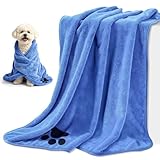 Blanlody 2 Unidades Toalla Perro de 75 x 35 Cm Apto para Gatos, Perros y Otros Animales, Microfibras Toalla Perro, Úper Limpio y Suave, Absorbe y Seca Rápidamente,Apto para Lavado A Máquina（Azul,S）