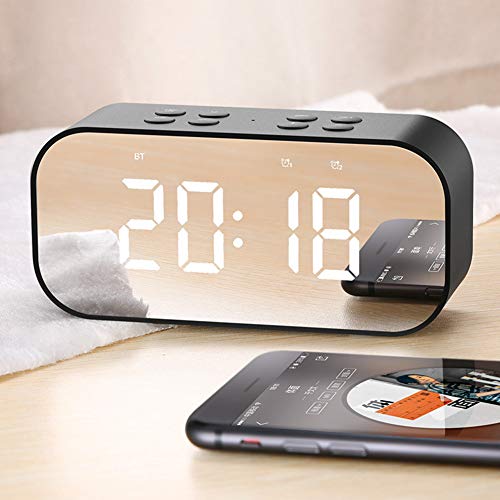 heaven2017 Mini Despertador com Alto-falante Bluetooth, Preto