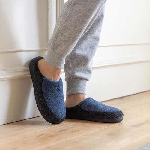 Image of GOEWY Mens Two-Tone House Slippers with Memory Foam Cozy Warm Slip On House Shoes for Indoor Outdoor Gifts for Men Him Dad