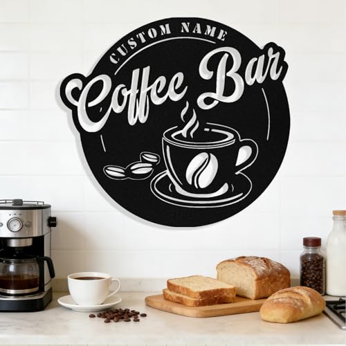 Image of Personalized Coffee Bar Metal Sign, Custom Coffee Signs, Custom Coffee Name Signs for Cafe Station, Coffee Wall Art Decor for Kitchen, Cafe Shop Decor, Cafe Lover Gift