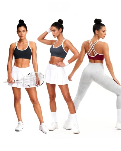 Image of WOYYHO Cross Back Sports Bra for Women Padded Medium Support Workout Bra