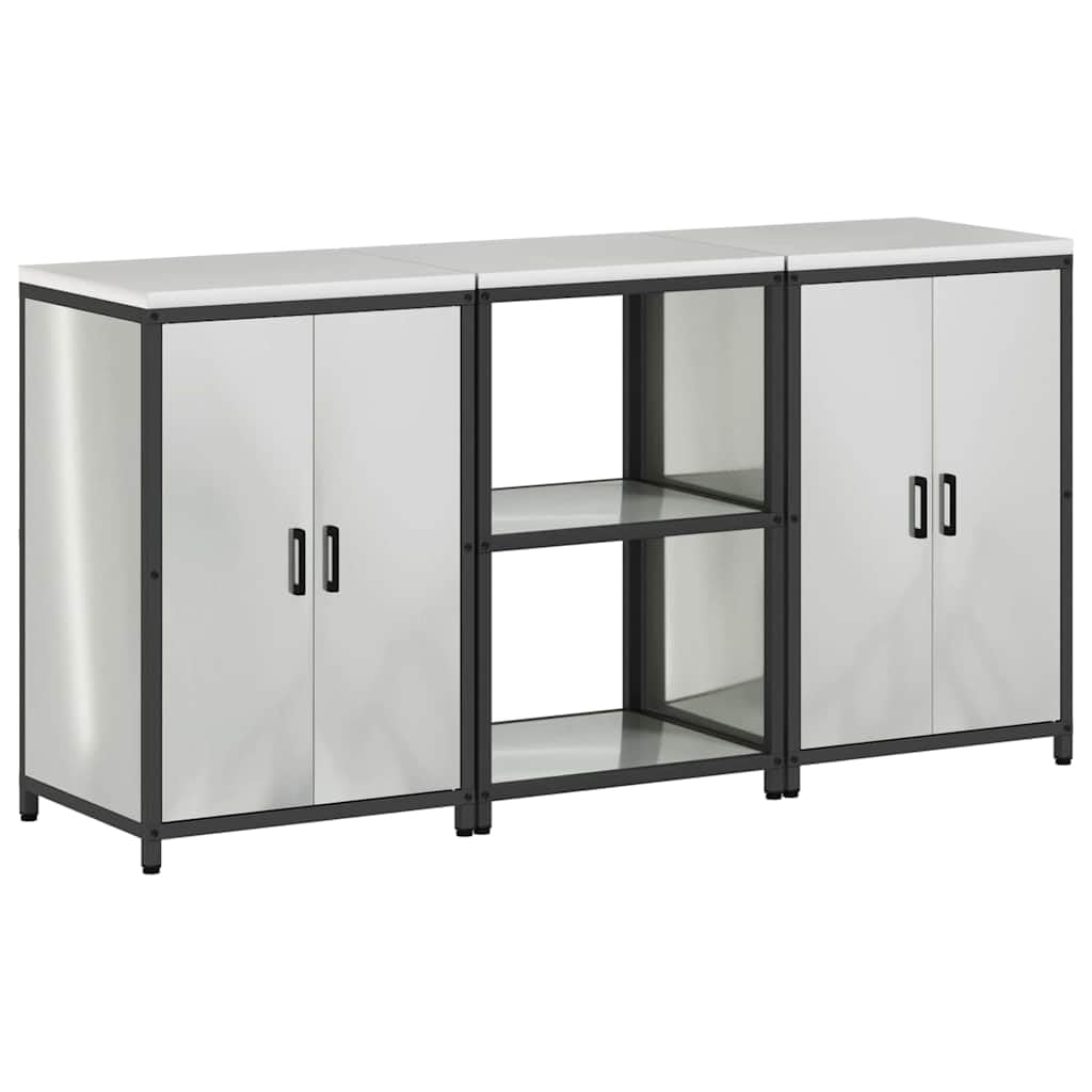 Scaffale Cucina HATTEM 3 pz Acciaio Argento 60x50x92