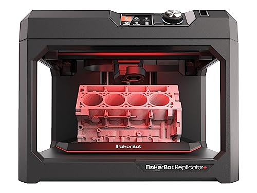 MakerBot Replicator+ Desktop 3D Printer Kit with Swappable Smart Extruder+ for Fast PLA Material Printing at Home or School, Factory-Leveled Flex Build Plate, 11.6x7.6x6.5in Print Size (MP07825EU)