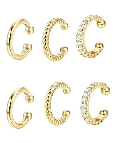 Yotlein 3 Paires Ear Cuff Faux Piercing Oreille, Boucles d'Oreilles Clip, Non Piercing Helix Cartilage, Ajustable Faux Piercing Oreille