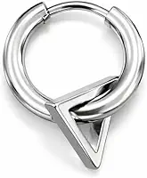 Brinco Masculino Argola Pingente Triângulo, Aço Inoxidável, resistentes à água - 1 unidade (Não é o par)