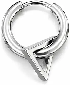 Brinco Masculino Argola Pingente Triângulo, Aço Inoxidável, resistentes à água - 1 unidade (Não é o par)