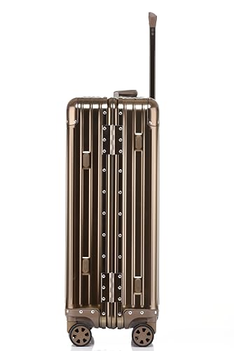 Image of PYB Autograph - Premium Full Aluminium Trolley Bags for Travel, Zipless Cabin Suitcase with TSA Lock, Noiseless 360 Rotating 8 Wheels, Compression Pads and Divider (Gold)