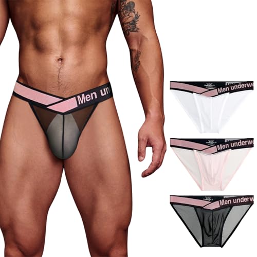Meshal Sheer Men's Bikini Briefs Silky Smooth Sexy Seamless Lingerie See Through Bulge Ball Pouch Underwear