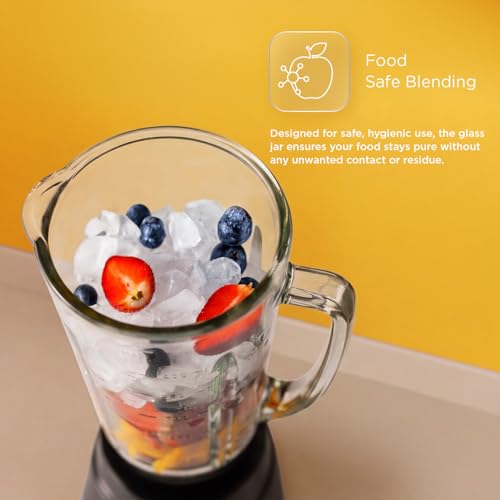 Image of Glen 550W Mixer Grinder with 1.2L Glass Blender Jar & 400ml Stainless Steel Grinder Jar, 3-Speed + Pulse, Ice Crushing, Smoothies, Shakes, Sauces & Hot Liquid Blending, ISI Certified, SA4046BGJ