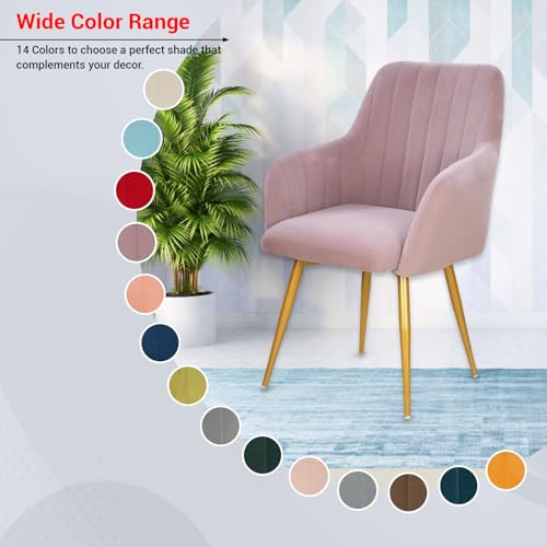Image of Taboo Velvet Dining Chair Set of 6 | Upholstered Accent Arm Chairs | Soft Cushioned Seat with Backrest | Modern Velvet Fabric Chairs with Metal Legs | Living Room, Bedroom, Cafe & Restaurant | Purple