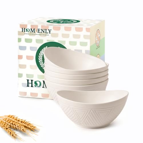 Homienly Small Bowls Set Wheat Straw Bowls 10 oz Small Serving Bowls for Ice Cream, Dessert, Snack, Appetizer, Candy, Unbreakable Microwave and DIshwasher Mini Bowls for Party, Picnic (6 PCS White)