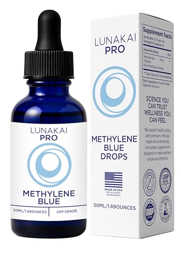 Lunakai USA Made Methylene Blue Pharmaceutical Grade – 99.99% Pure USP Grade 1% Methylene Blue Drops