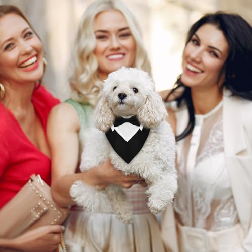 Formales Hunde-Smoking-Bandana, Hund Smoking Bandana Halsband, Hund Tuxedo Baumwolle Bandana Hundehalsband, Formale Hochzeit Party Hundehalstuch, Verstellbar Krawatte Haustier Anzug Fliege Bandana, L