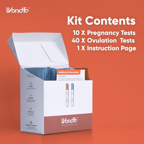 Image of Wondfo 40 Ovulation Test Strips and 10 Pregnancy Test Strips Kit - Rapid Test Detection for Home Self-Checking, Birth Control and Fertility Management Urine Test (40 LH + 10 HCG)