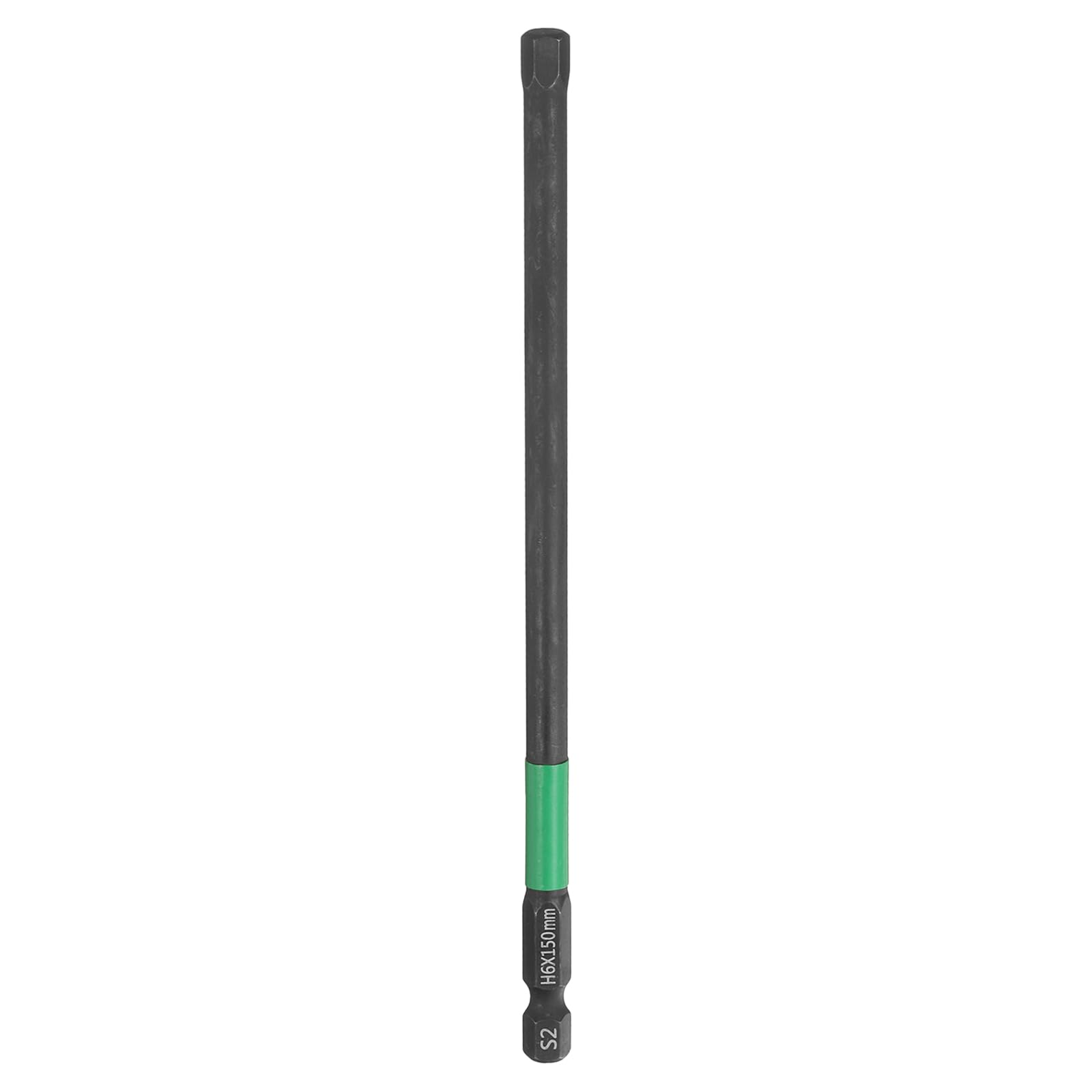 sourcing map H6 Flat Hex Head Screwdriver Bit 6mm Metric Tip 1/4" Hex Shank 150mm (6") Long Magnetic Hexagonal Screw Drill Bit Wrench Black Phosphate S2 Steel Power Driver Socket