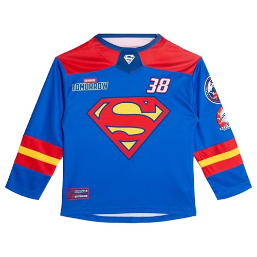 DC Comics Justice League Little Boys Graphic Mesh Pullover Long Sleeve Athletic Shirt Royal Blue Superman 5