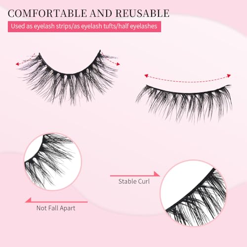AKARA Ciglia Finte Naturali 16 Paia 3D Ciglia Finte False Eyelashes Visone Artificiale (16pairs-Mix)