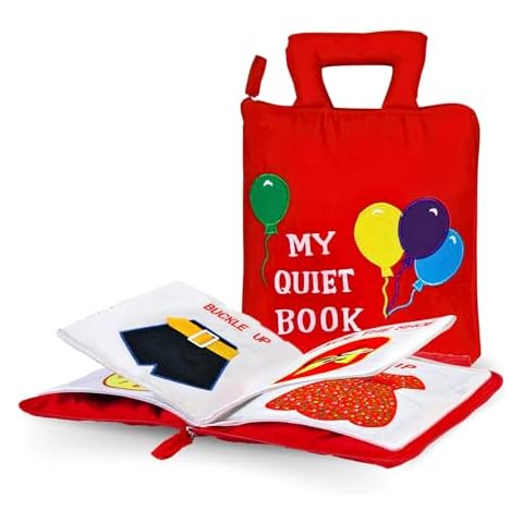 My Quiet Book by Pockets of Learning Montessori Basic Life Skills Activity Toy | Interactive Early Education Preschool Activity Busy Book for Toddlers & Children Soft Fabric Original Quiet Travel Book Cover