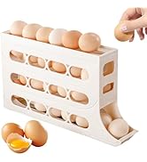 Drkicsy 4 Tiers Egg Holder for Fridge, Automatic Rolling Egg Dispenser for Refrigerator, Fridge E...