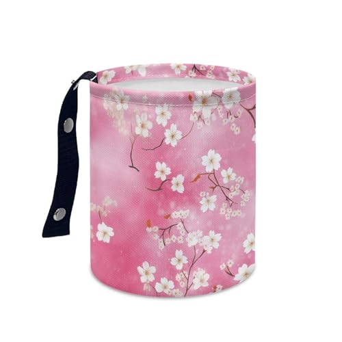 Image of Pink Flower Trash Can for Car Garbage Can for Back Seat Leak Proof with Adjustable Buttons Cars Accessories for Women Interior