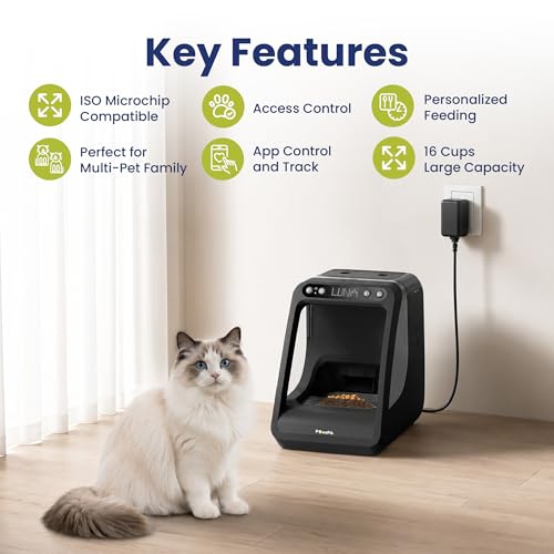 Automatic Microchip RFID Cat Feeder, 16-Cup, Black | ISO Microchip & PawsPik RFID Tag Compatible, App Control, Portion Control, Personalize Feeding - Image 3