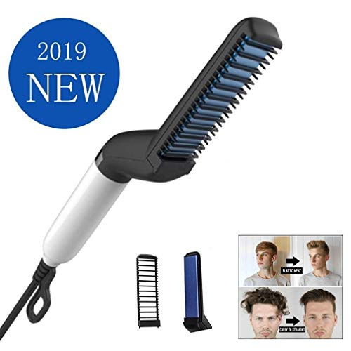 Quick Beard Straightener Multifunctional Hair Comb,Quick Hair Styler for Men Curling Curler Show Men 2019