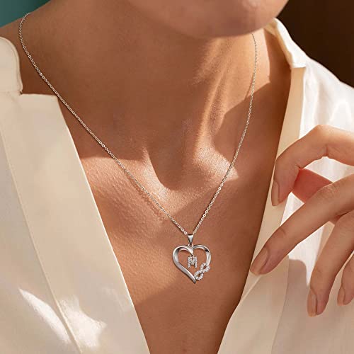 Gifts for Women Heart Initial Necklaces for Women Christmas Gifts for Women Sterling Silver Necklace Heart Necklace Initial Letter Necklace for Women Valentines Day Gifts4