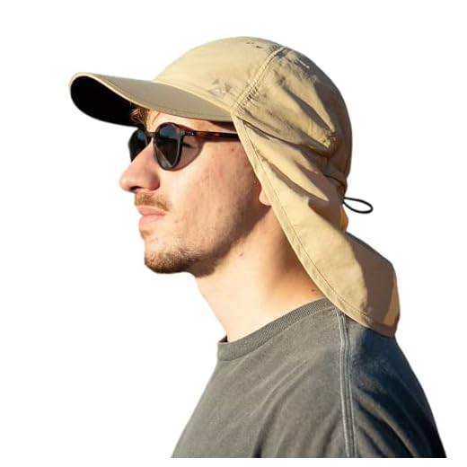 TOP-EX XL/XXL Waterproof Baseball Cap Mens with Neck Flap, UV Protection Sun Hats Women, Foldable Summer Hats Safari Hiking Outdoor Hat Breathable Adjustable Khaki XL/XXL