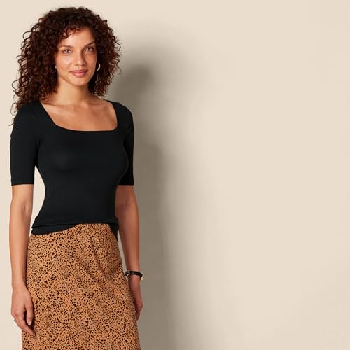 Amazon Essentials Women's Slim-Fit Half Sleeve Square Neck T-Shirt2