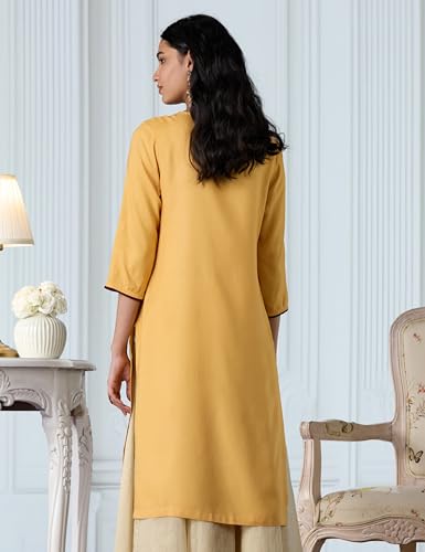 Image of Amazon Brand - Myx Women Embroidered Straight Fit Kurta (Available in Plus Sizes)
