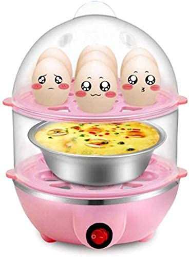 Egg Boiler Multifunctional Double Layers Electric Smart Egg Boiler Cooker Household Kitchen Cooking Tool Utensil Egg Steamer Poacher (Color : Pink)