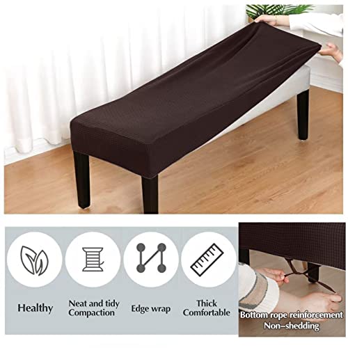 Stretch-Dining-Bench-Cover-Extra-Long-Anti-Dust-Removable-Slipcover-for-Living-Room-Bedroom-Kitchen-Washable-Print-Seat-Protector-Plus-Size-Brown-Long-63-7086-in Stretch Dining Bench Cover Extra Long Anti Dust Removable Slipcover for Living Room Bedroom Kitchen Washable Print Seat Protector Plus Size Brown Long 63 7086 in