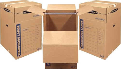 Bankers Box 3-Pack Tall Wardrobe Moving Boxes, 24