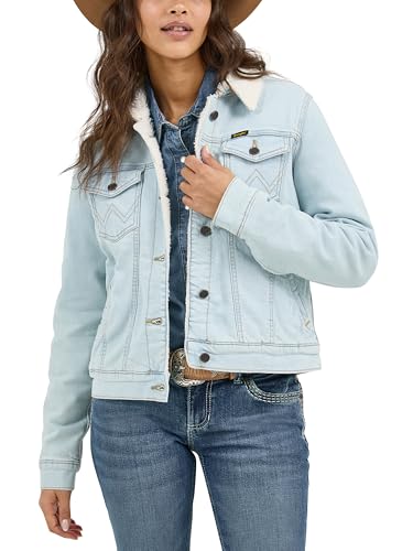 Wrangler Damen Retro Sherpa Gefütterte Jacke, Bleach Denim, XXL – Ansicht 4